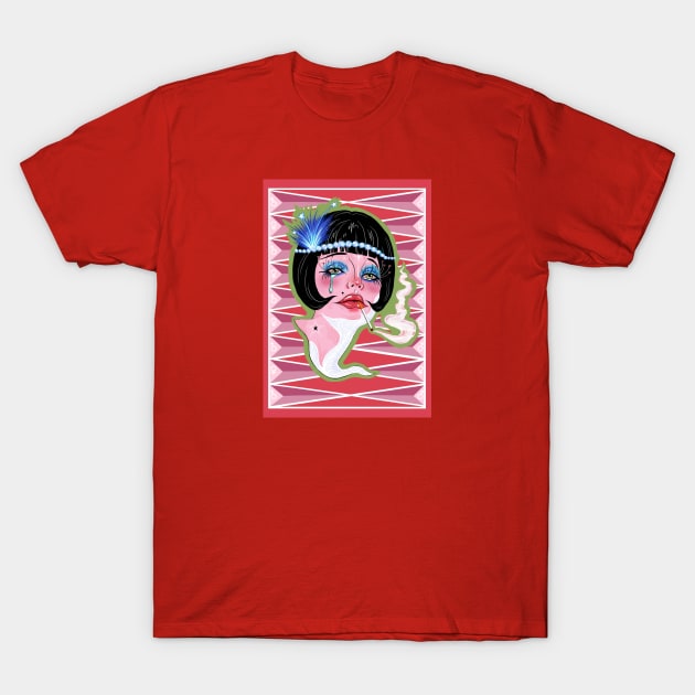 Psychedelic Art Deco Digital Portrait T-Shirt by NibsonMother